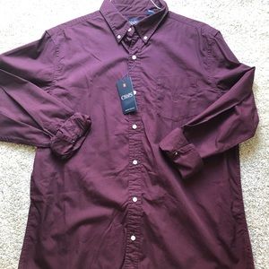 Solid long sleeve button down shirt